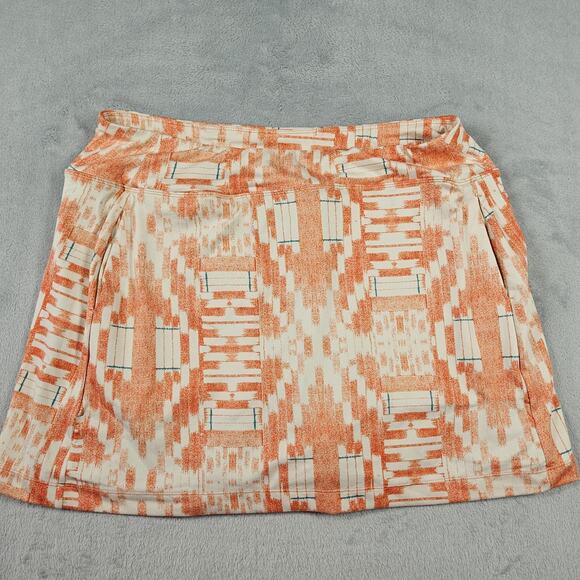 Title Nine Womens Skort Large Golf Tennis Activewear Orange Aztec Preppy Buttah - Picture 1 of 11